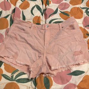 Aerie Light pink distressed shorts with stretch waist